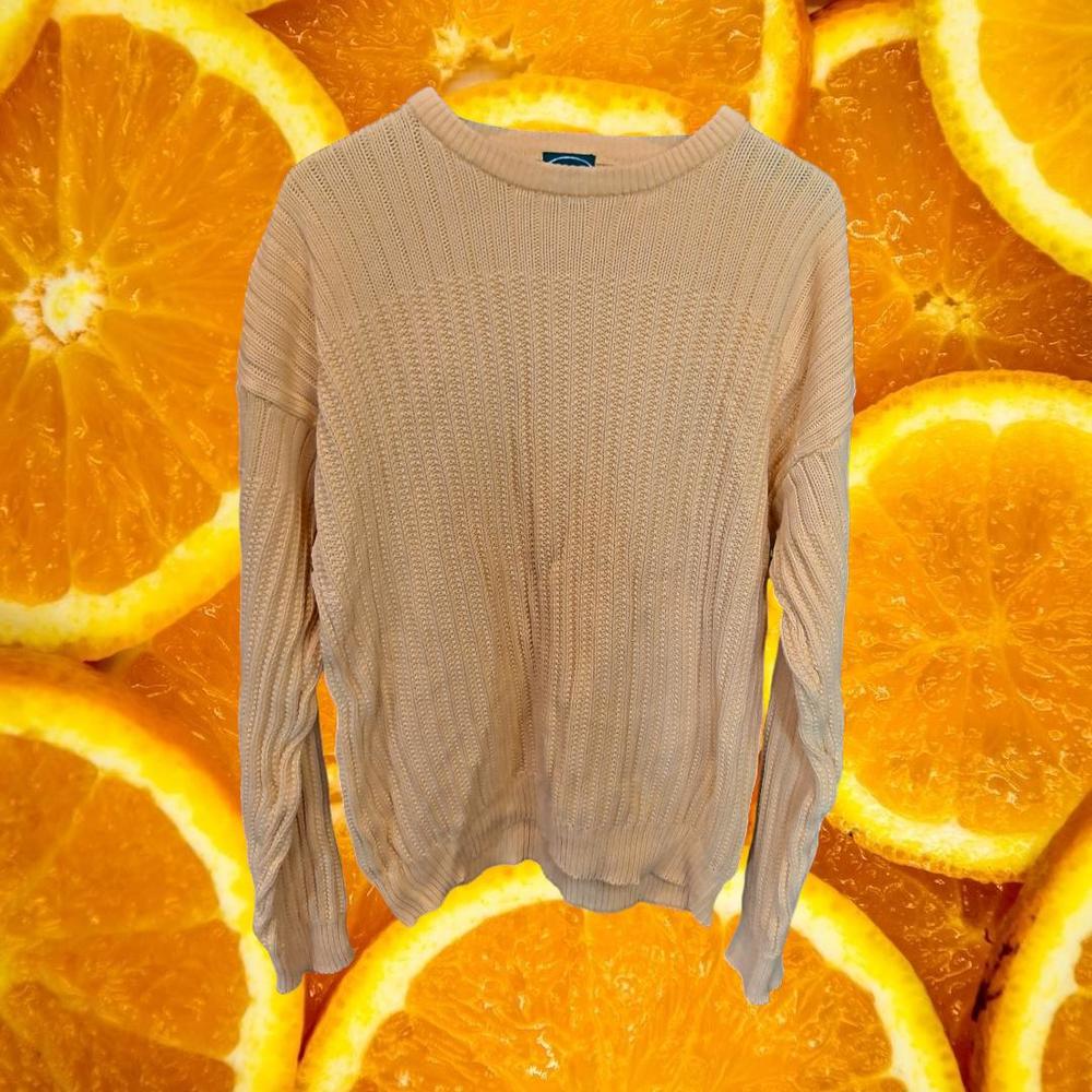 Izod Yellow Knit Crew Neck Sweater‎ 100% Cotton Size Large